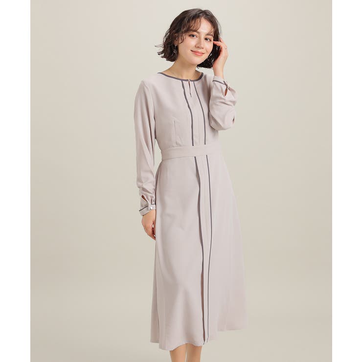 グレージュ | ワンピース 長袖 ロング丈 | Honeys