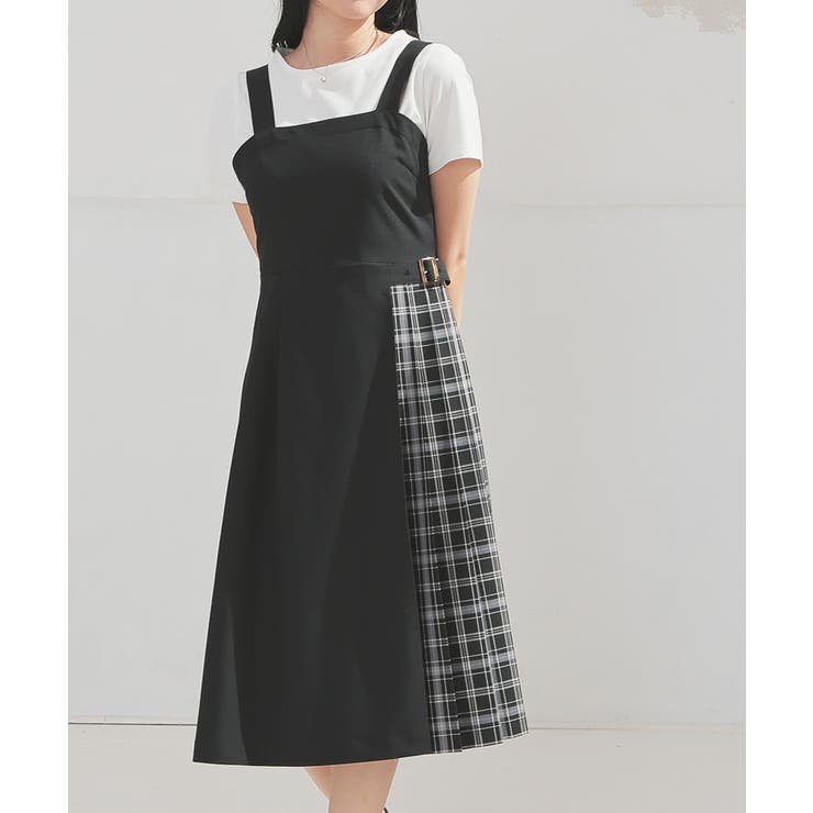 クロチェック | ワンピース ジャンパースカート ノースリーブ | Honeys