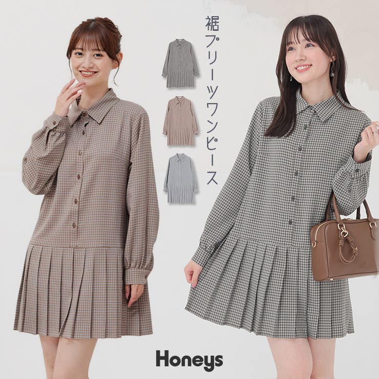 ワンピース 長袖 ミニ丈 | Honeys | 詳細画像1 