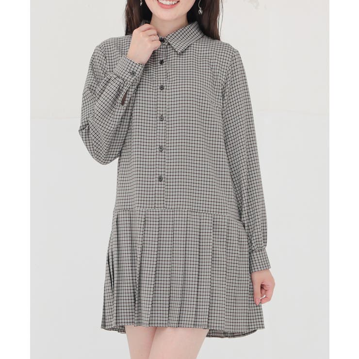 スミクロチェック | ワンピース 長袖 ミニ丈 | Honeys