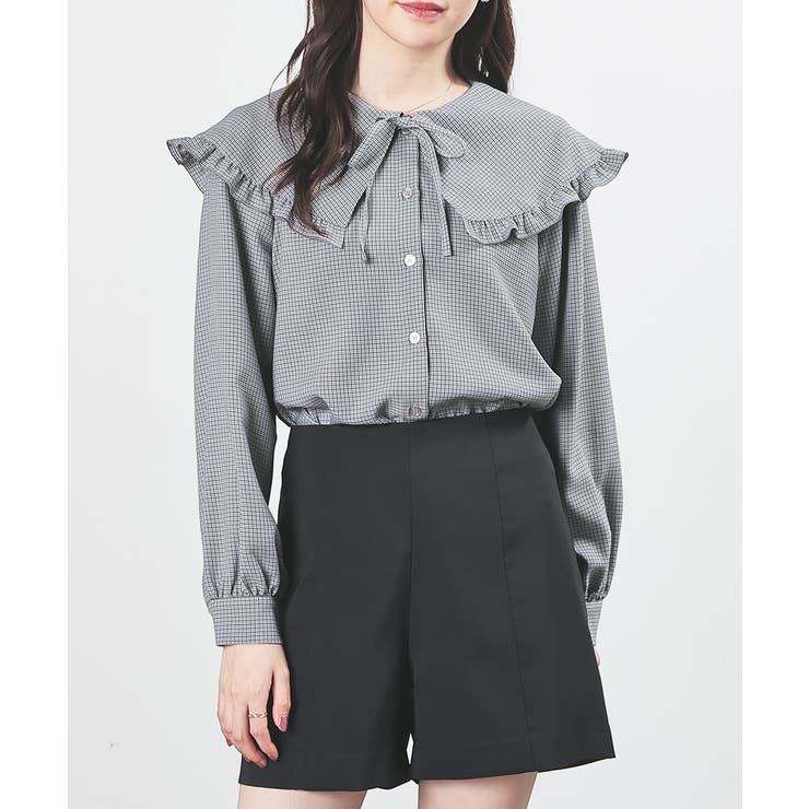 グレーチェック | トップス ブラウス 長袖 | Honeys