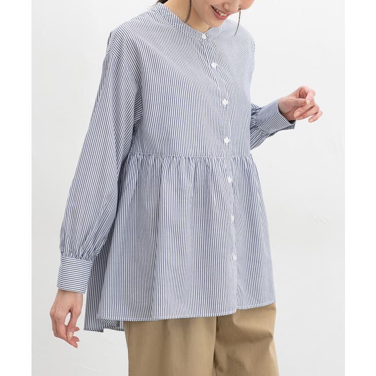 ブルーストライプ | トップス ブラウス 長袖 | Honeys
