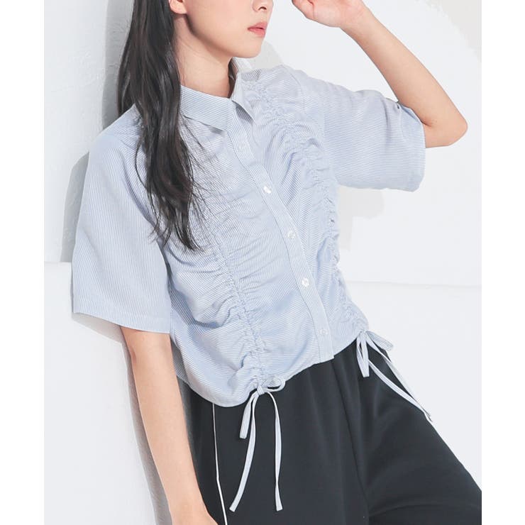 ブラウス シャツ 「WEB限定」ショートスナップブラウス レディース ブラウス シャツ クロップドパンクショートスリーブシャツ