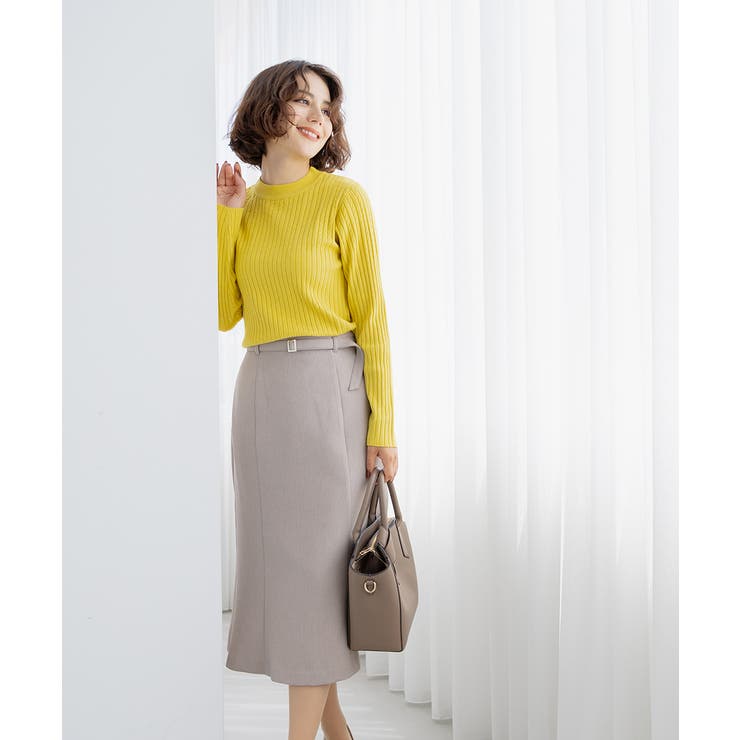 杢ベージュ | ボトムス スカート ひざ丈 | Honeys