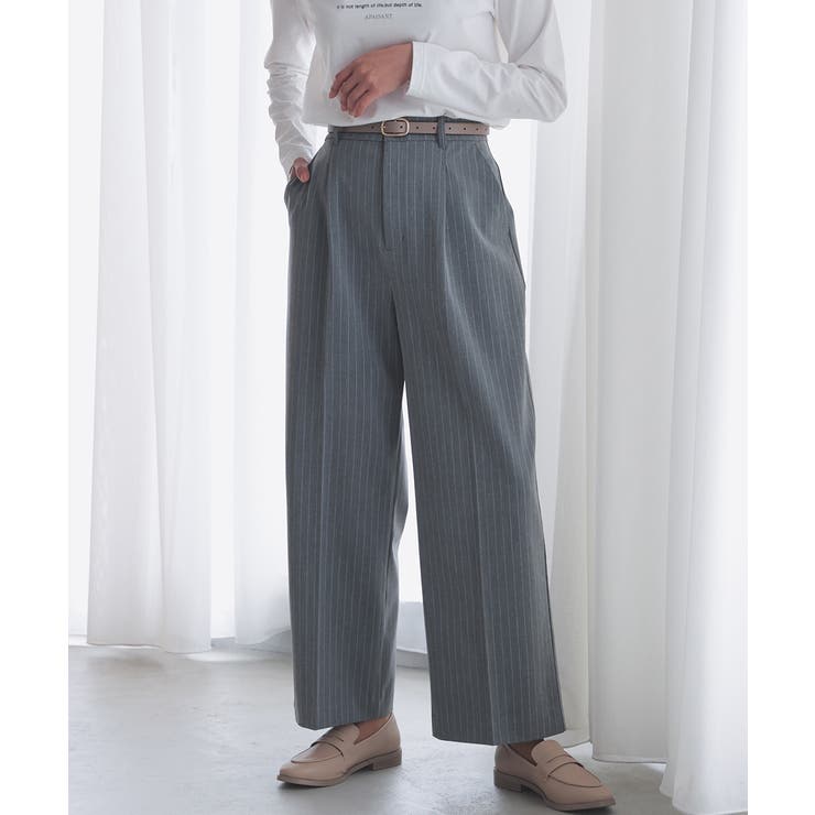 グレーストライプ | ボトムス パンツ ワイドパンツ | Honeys