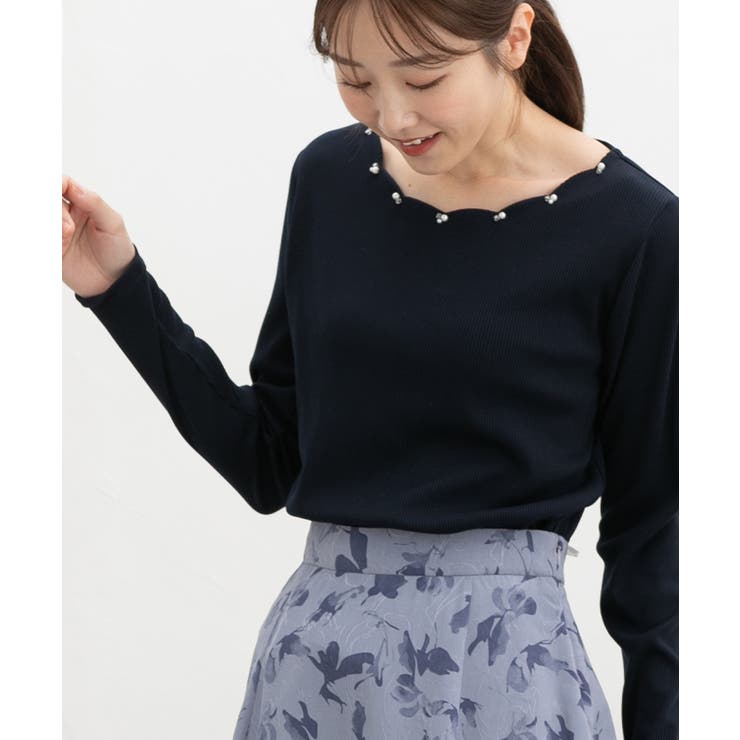 ネイビー | トップス カットソー 長袖 | Honeys