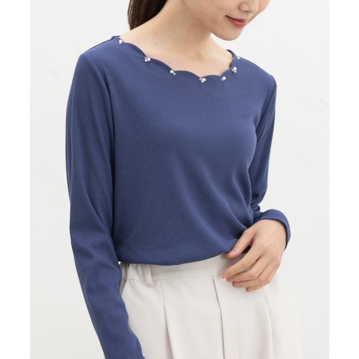 スモーキーブルー | トップス カットソー 長袖 | Honeys