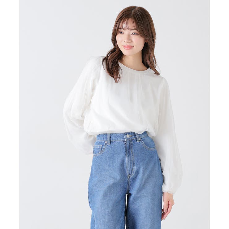 【アイボリー】トップス チュールトップス  長袖[品番：HNSW0008610]｜Honeys（ハニーズ）のレディースファッション通販｜SHOPLIST（ショップリスト）