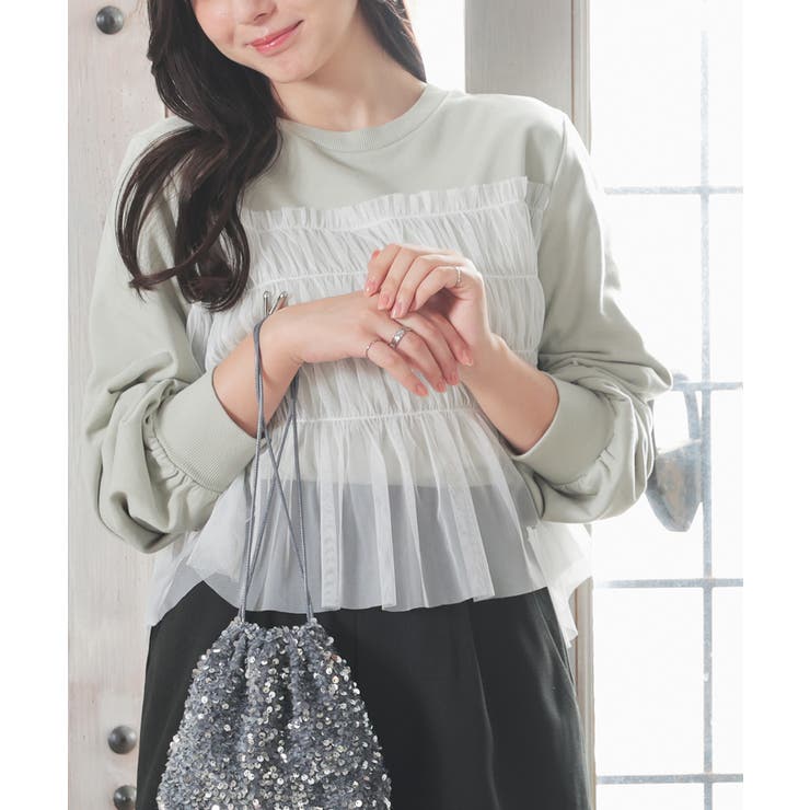 ミント×アイボリー | トップス スウェット 長袖 | Honeys