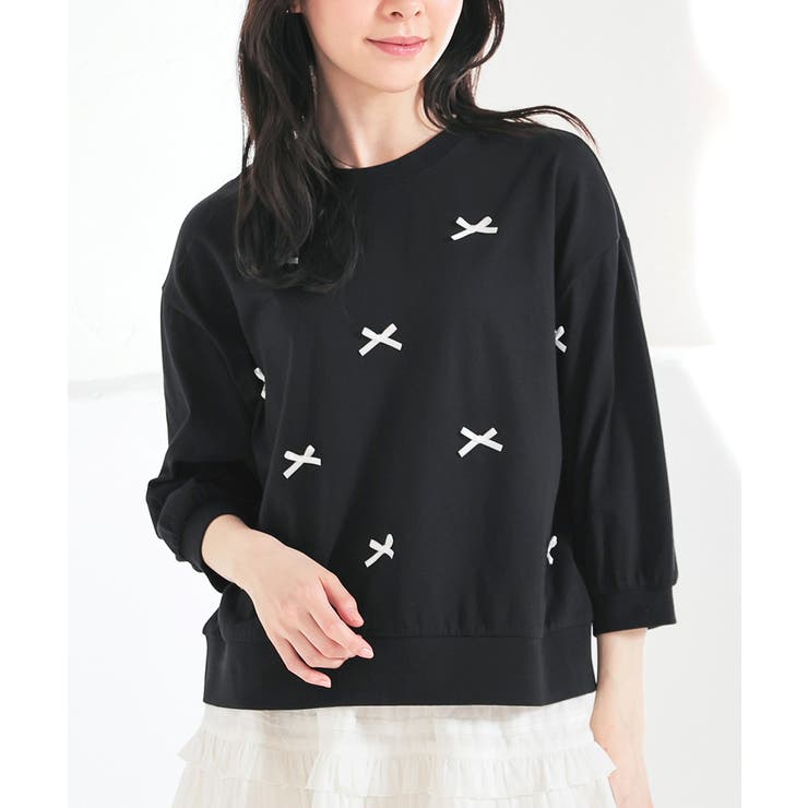 ブラック | トップス カットソー リボン付トップス | Honeys