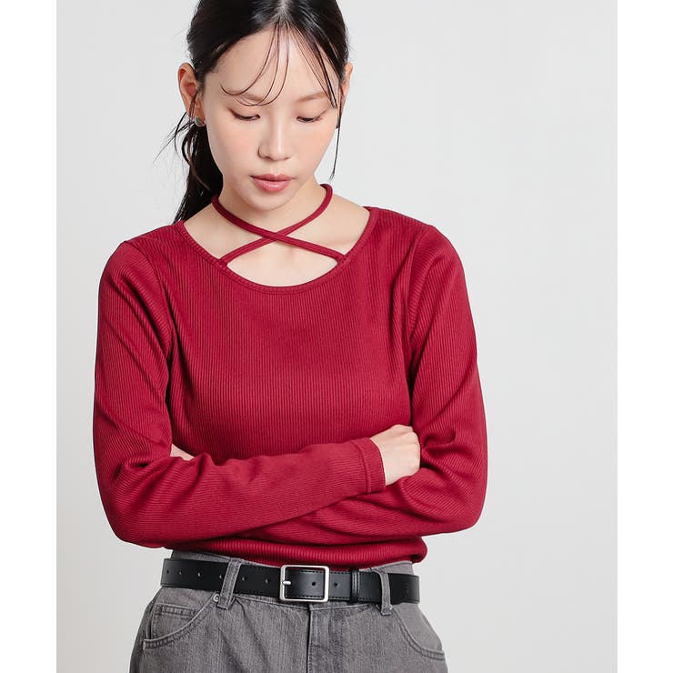 レッド | トップス カットソー 長袖 | Honeys