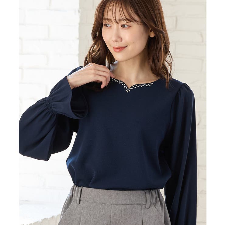 ネイビー | トップス カットソー 長袖 | Honeys