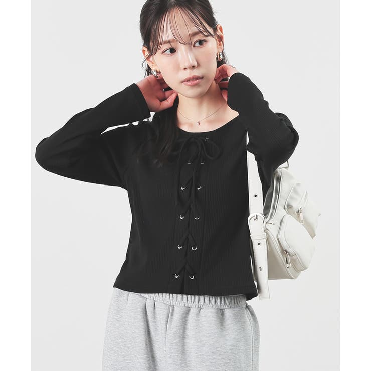 ブラック | トップス カットソー 長袖 | Honeys