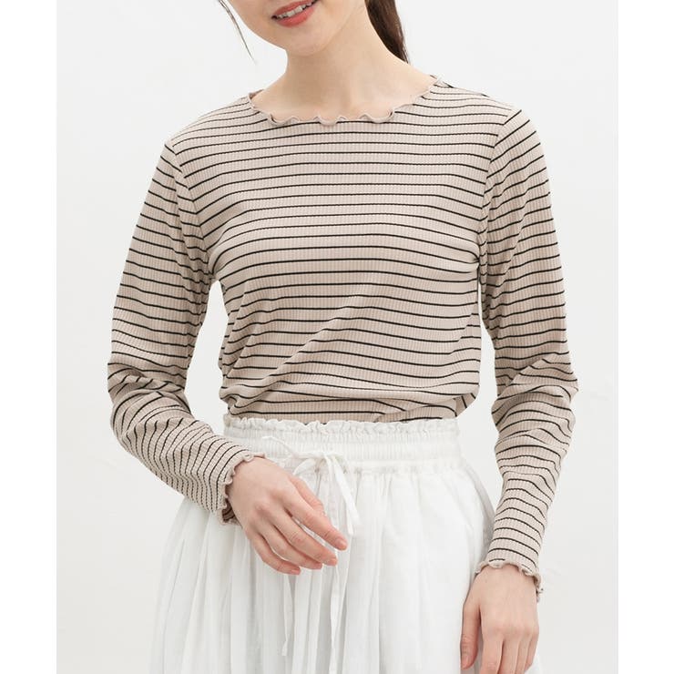 ベージュ×クロ | トップス カットソー 長袖 | Honeys