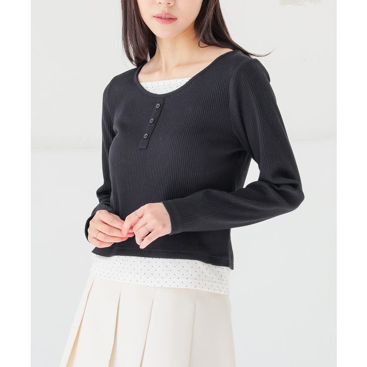 ブラック | トップス カットソー 長袖 | Honeys