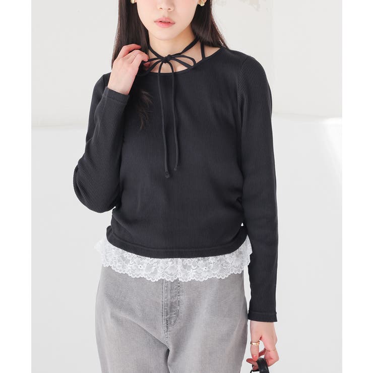 ブラック | トップス カットソー 長袖 | Honeys