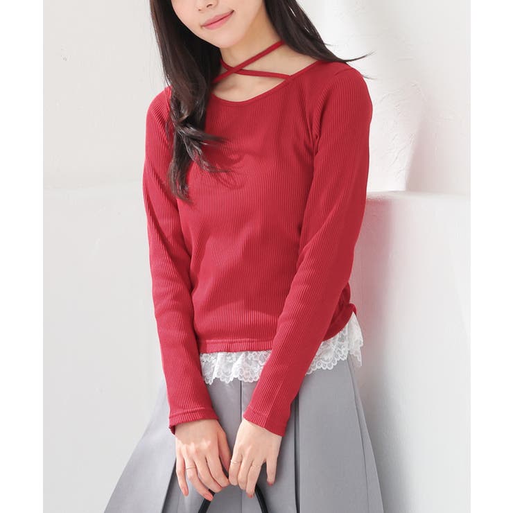 レッド | トップス カットソー 長袖 | Honeys