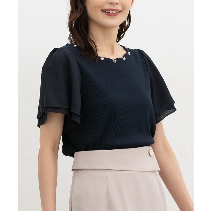 ネイビー | トップス カットソー 半袖 | Honeys