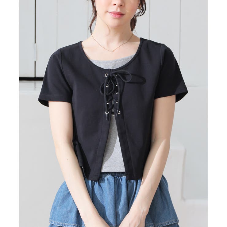 ブラック | トップス カットソー 半袖 | Honeys