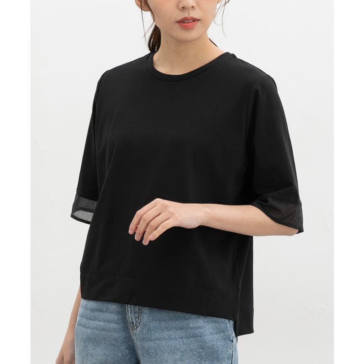 ブラック | トップス カットソー 接触冷感 | Honeys