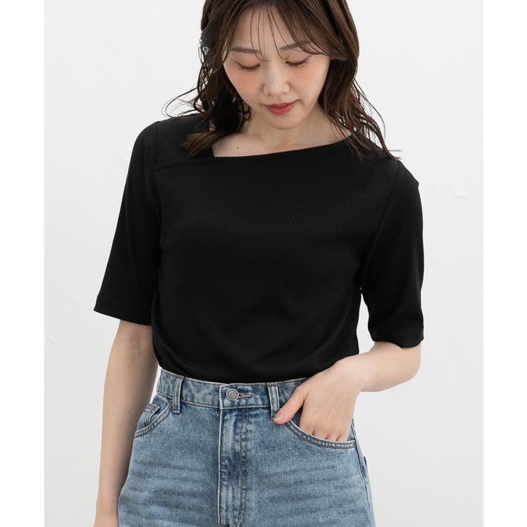 ブラック | トップス カットソー 半袖 | Honeys