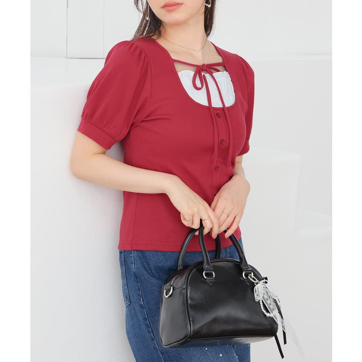 レッド | トップス カットソー 半袖 | Honeys