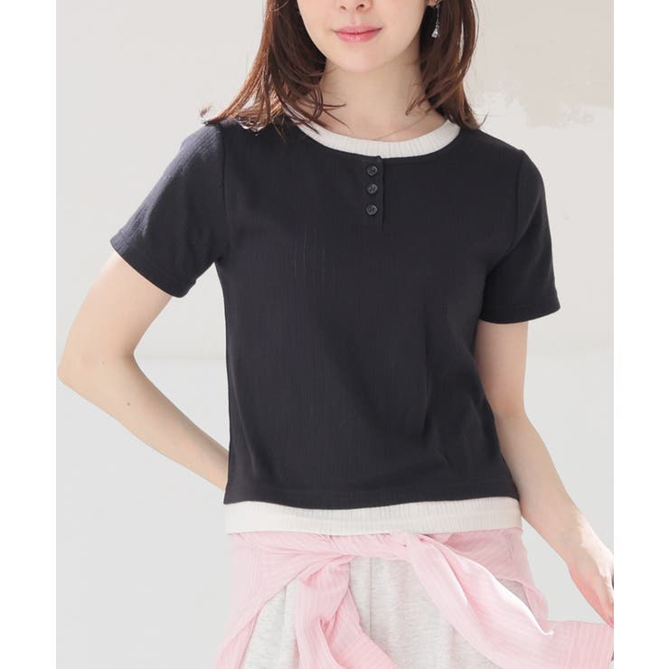 ブラック | トップス カットソー 半袖 | Honeys