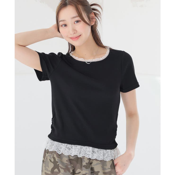 ブラック | トップス カットソー 半袖 | Honeys