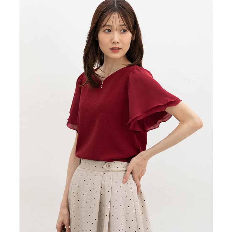 レッド | トップス カットソー 半袖 | Honeys