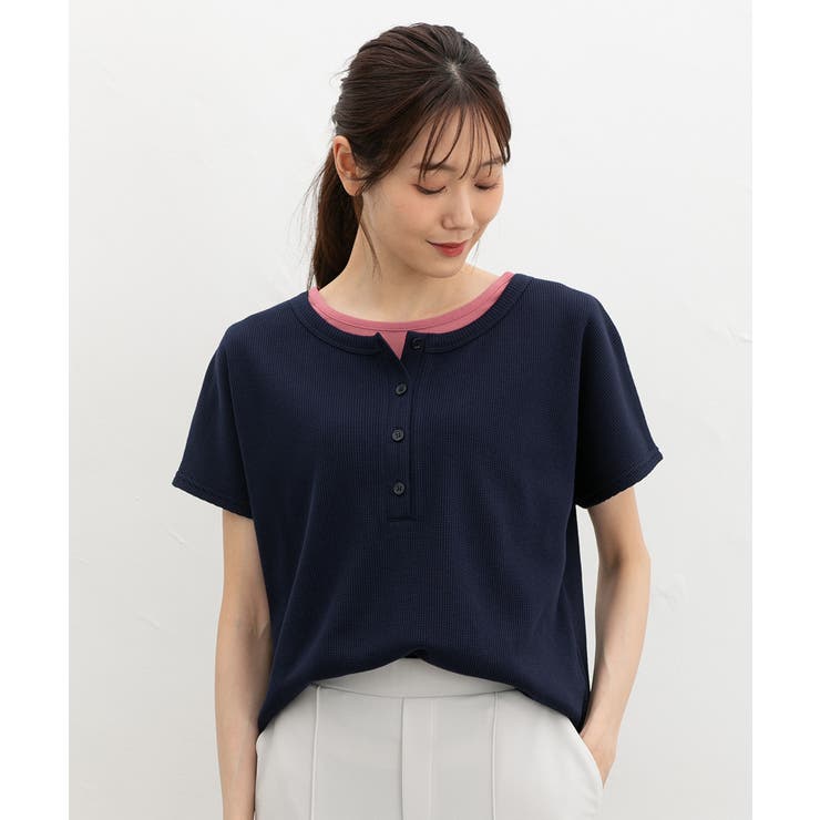 ネイビー | トップス カットソー 半袖 | Honeys