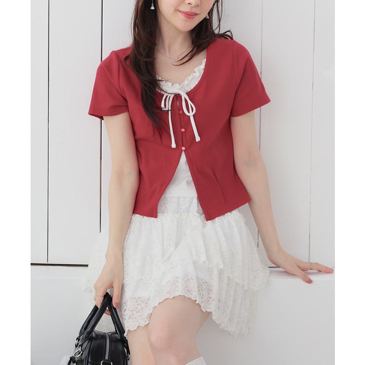 レッド | トップス カットソー 半袖 | Honeys