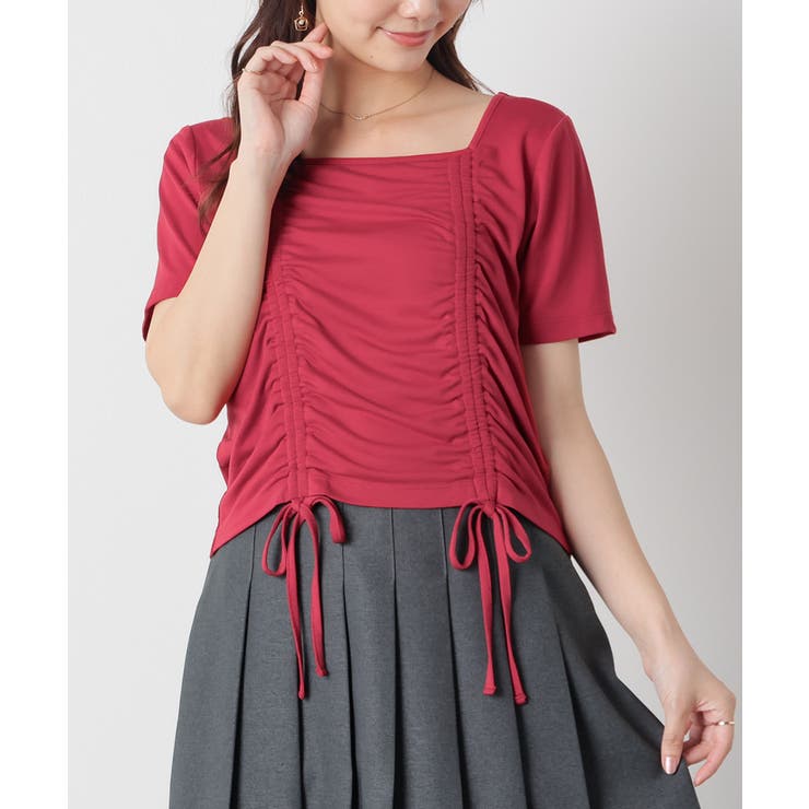 レッド | トップス カットソー 半袖 | Honeys