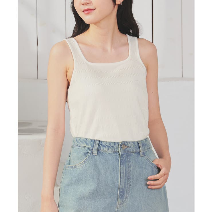 アイボリー | トップス タンクトップ ストレッチ | Honeys