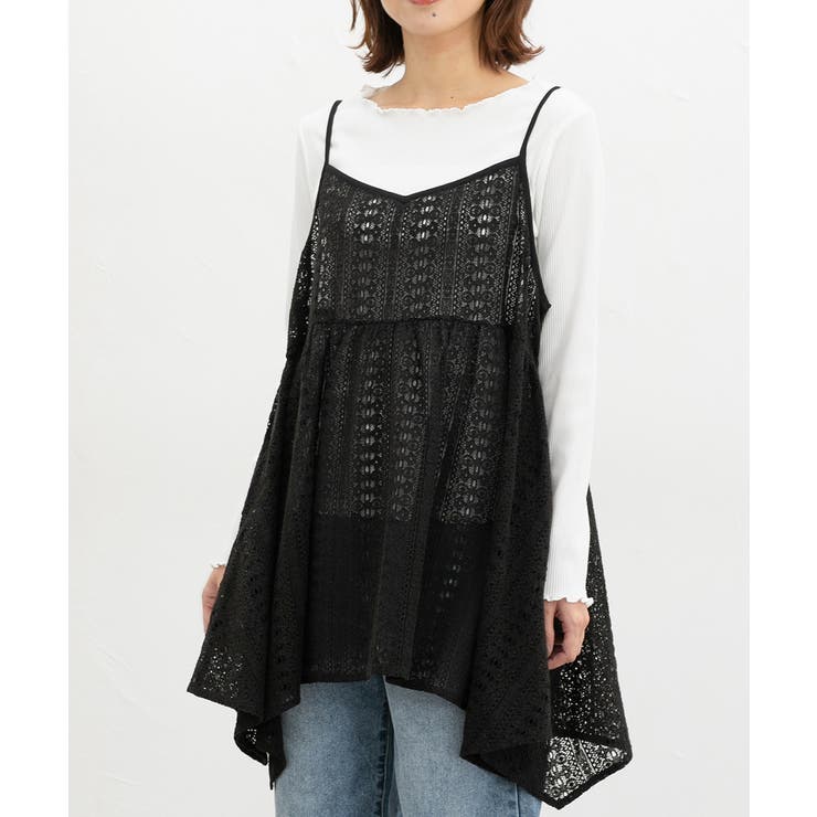 ブラック | トップス キャミソール 総レース | Honeys