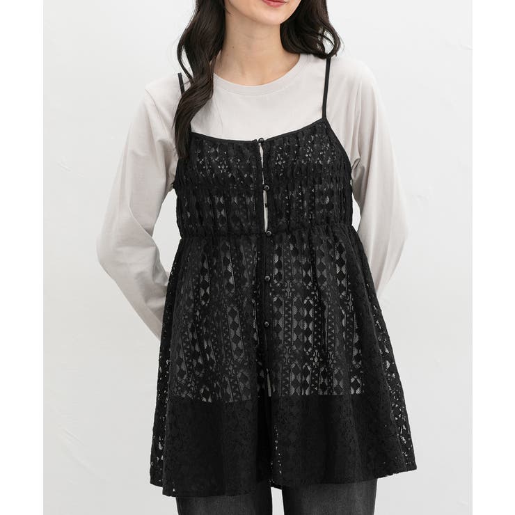 ブラック | トップス キャミソール キャミチュニック | Honeys