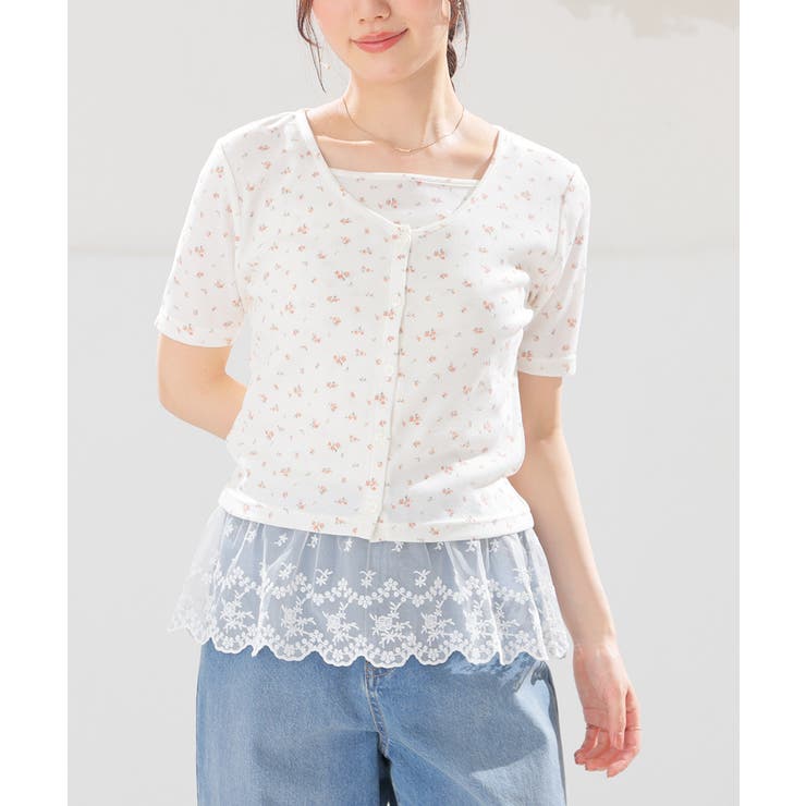 アイボリー花柄 | トップス カットソー カーディガン | Honeys