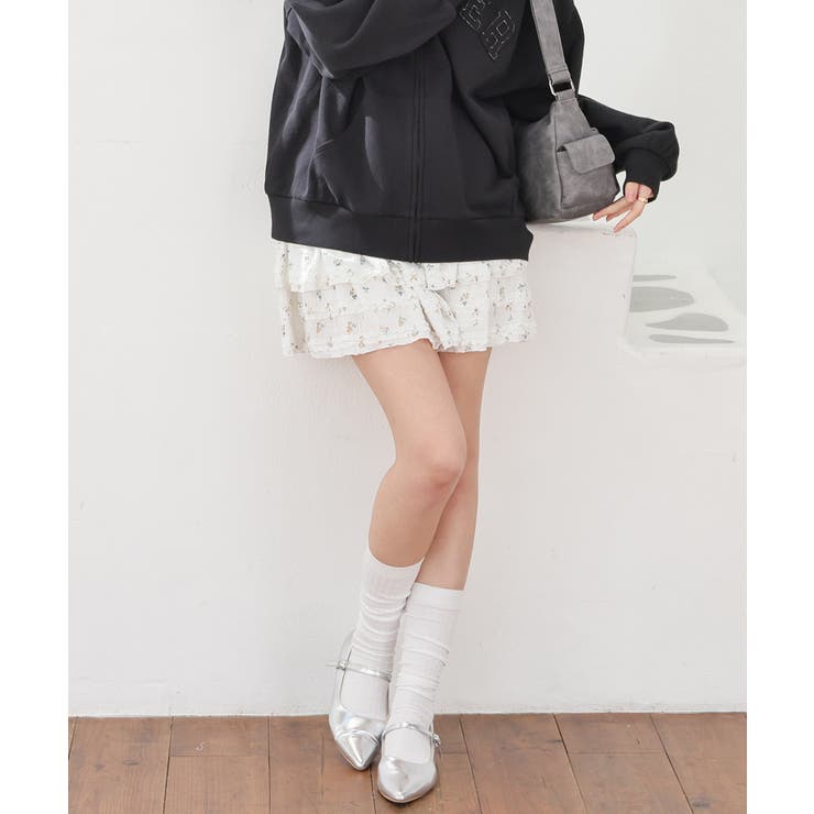 アイボリー花柄 | ボトムス スカート ミニスカート | Honeys
