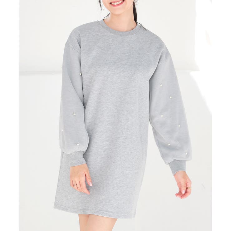 杢グレー | ワンピース 長袖 ミニ丈 | Honeys