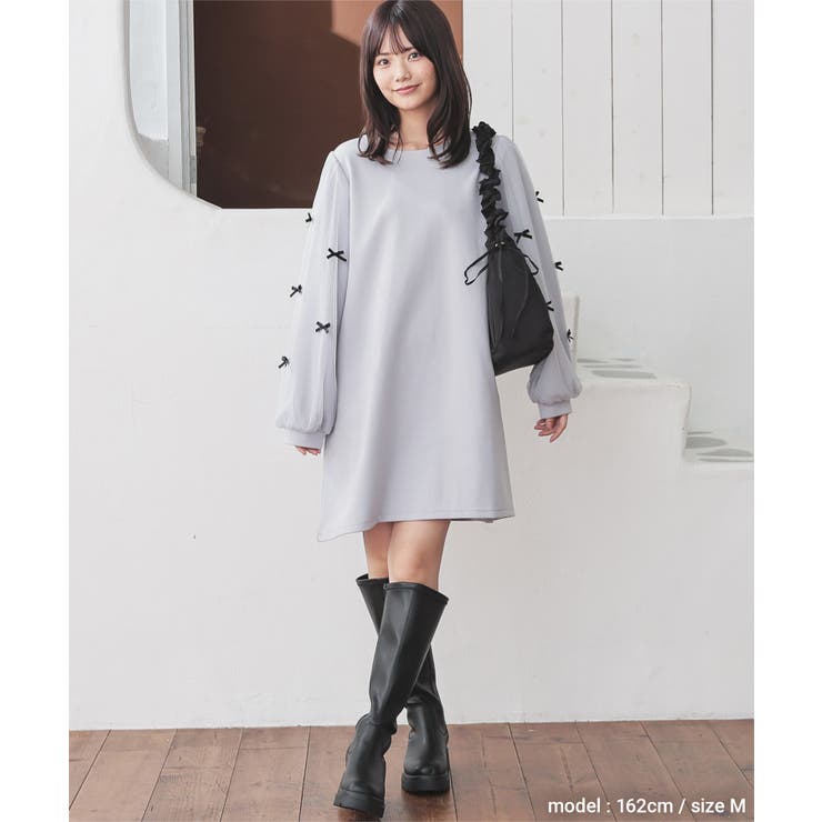 ワンピース 長袖 ミニ丈 | Honeys | 詳細画像3 