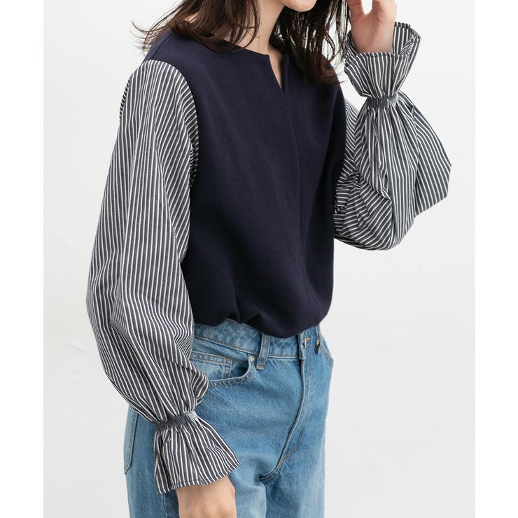 ネイビー | トップス カットソー 長袖 | Honeys