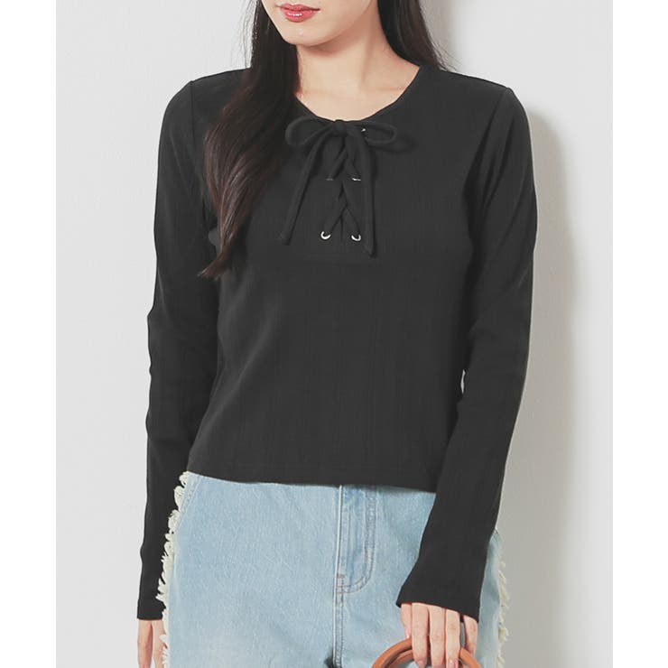 ブラック | トップス カットソー 長袖 | Honeys