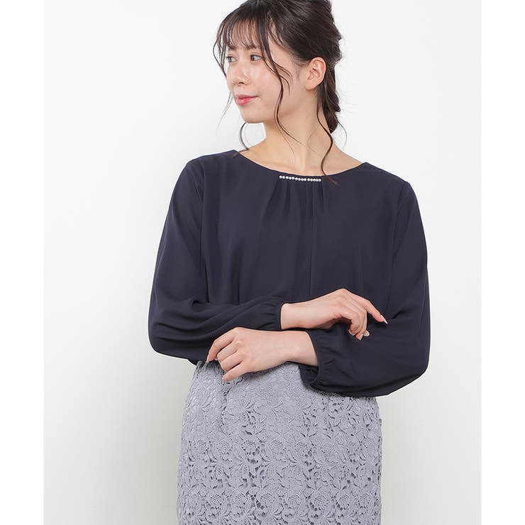 ネイビー | 【ハニーズ】トップス ブラウス 長袖 | Honeys