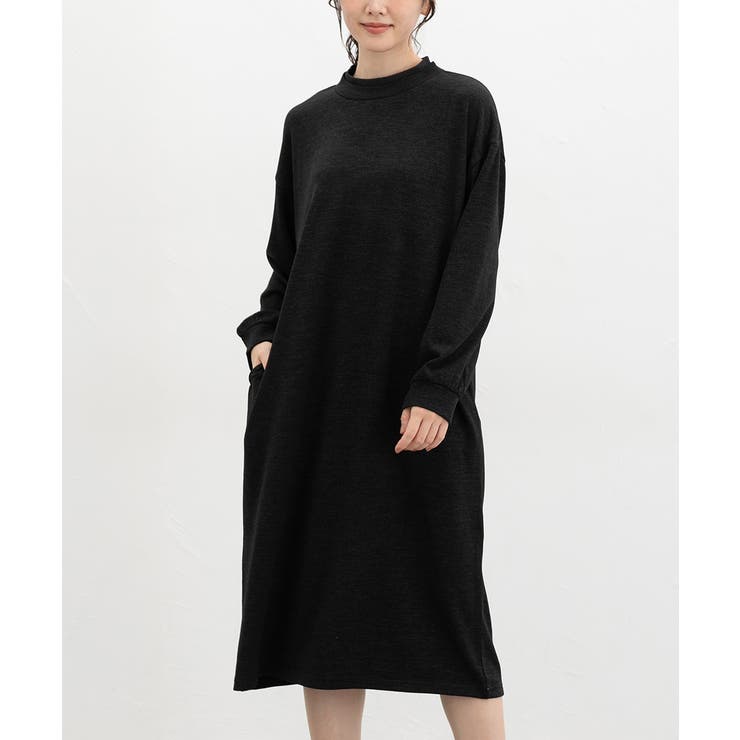 ブラック | ワンピース 長袖 ロング丈 | Honeys