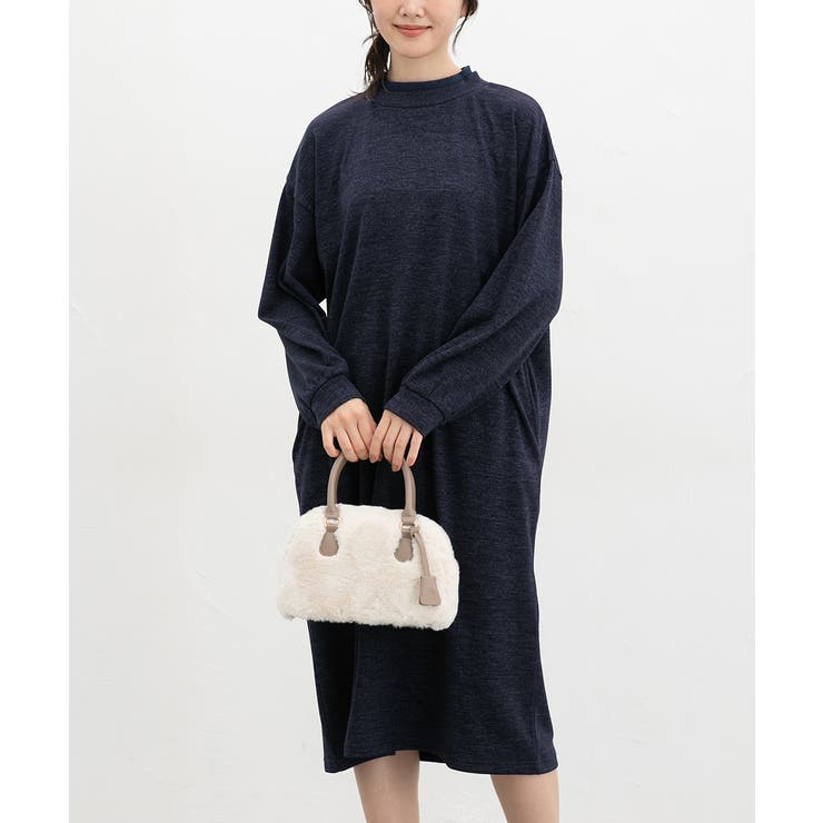 ネイビー | ワンピース 長袖 ロング丈 | Honeys