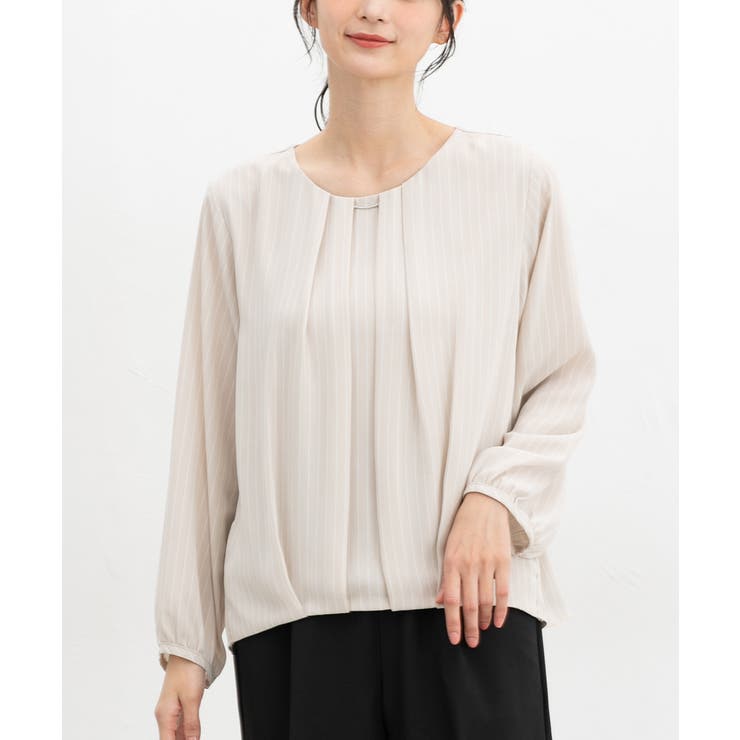 ベージュ×オフ | トップス ブラウス 長袖 | Honeys