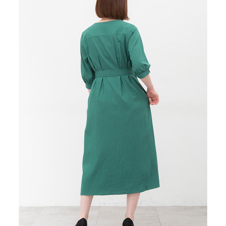 タバサ　上品パープルのロング丈で大人映えワンピース♡ ワンピース ロング丈 6分袖[品番：HNSW0005436]｜Honeys