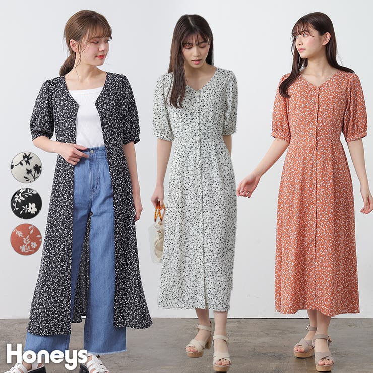 信頼】 Honeys 花柄ワンピース ネイビー cerkafor.com