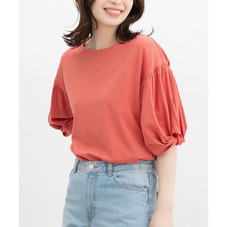 オレンジピンク | 【ハニーズ】トップス カットソー ボリューム袖トップス | Honeys