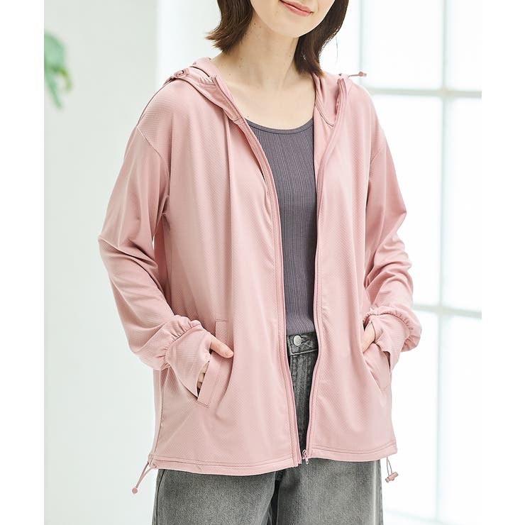 コーラルピンク | パーカー UVカット 薄手 | Honeys