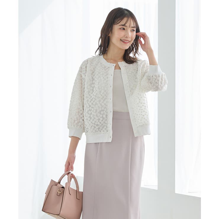 トップス カーディガン フラワー刺繍 | Honeys | 詳細画像3 